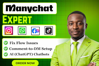 develop manychat automation, many chatbot, fix manychat bugs, instagram chatbot