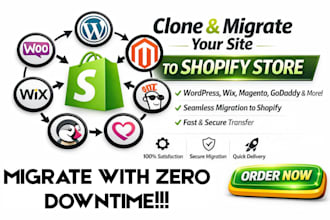 clone website migration migrate wordpress wix magento godaddy to shopify store