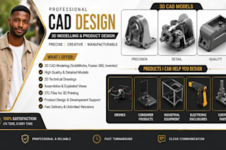 do 3d cad model for 3d printing, product design, mechanical parts and stl files