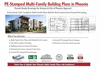 provide pe stamped multi family building plans in phoenix