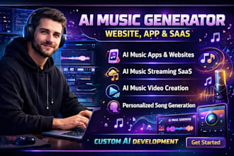build ai music generator website text to music app and ai music software
