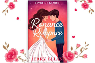 design illustrated romance book cover or ebook cover