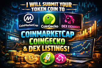 submit token coin coinmarketcap, coingecko listing and crypto coin exchange dex