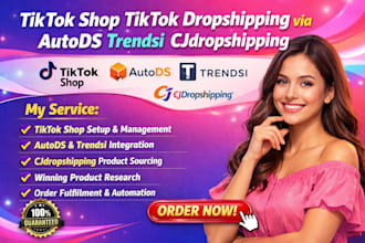 create setup tiktok shop tik tok dropshipping via autods trendsi cjdropshipping
