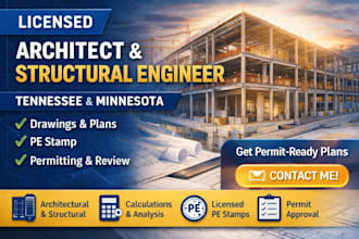 draw, review and pe stamp licensed architect structural engineer tennessee, mn