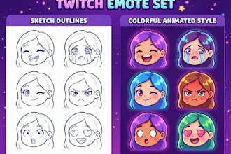 create twitch emotes cute chibi animated icons streamer emote packs sub badges