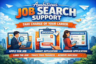 ambitious job search support apply for job submit application manage application