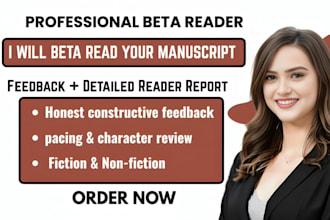 beta read fantasy, romance, thriller, fiction book and give honesty feedback