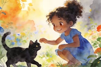 draw children book watercolor illustration, story book illustration