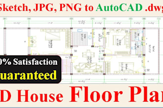 do house floor plan drafting in autocad 2d with accurate dimensions