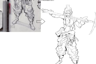 convert pencil sketch to digital illustrations
