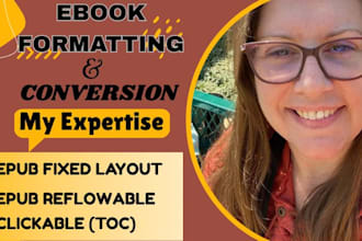 do the ebook conversion from PDF, word, indesign into epub, kindle formats