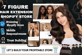 build hair website wig hair salon shopify store eyelashes hair extension website