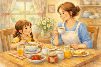 inking whimsical watercolor for children storybook, picture book art for kdp