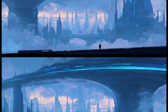 draw illustration of futuristic cyberpunk city