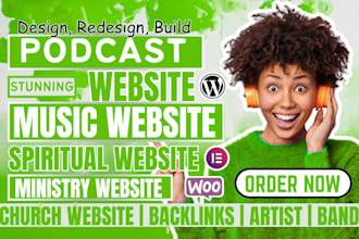 develop podcast website, radio website, music website, artist website and blog