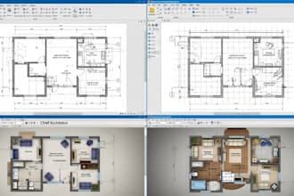 draw architectural 2d plan from pdf, sketch into autocad, chief architect