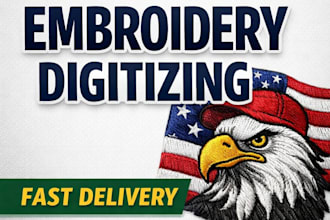 do embroidery digitizing for any machine in 24 hours