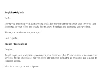 translate french to english or english to french texts