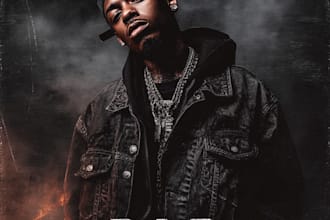 draw professional rap hip hop album or mixtape cover art