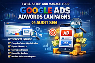 setup and manage your google ads adwords campaigns or audit sem