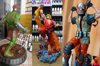 convert 2d to 3d model, print and paint, hand painting, 3d resin printing