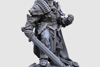 make 3d warhammer 40k character,3d barbarian miniature,3d fantasy character, stl