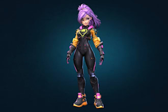 make 3d cute cartoon character, mascot 3d model,stylized3d for game, blender rig