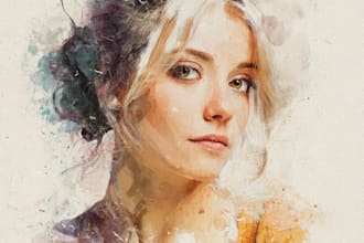 create a sketchy watercolor portrait