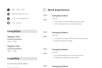 create a clean and professional CV or resume in english