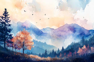 paint landscapes in watercolor