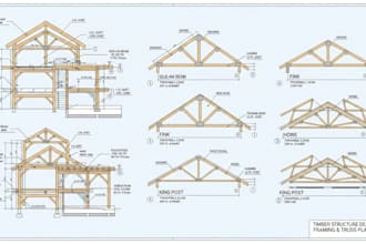 design wood and timber structures, framing plans, roof truss