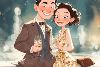 draw family couple portrait for valentines day