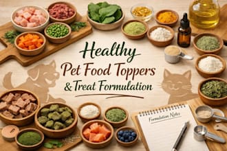 formulate topper recipes and healthy treat for dogs and cats, safe pet care