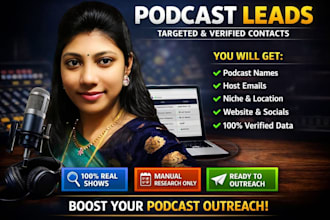 research and build a podcast lead list for guest booking
