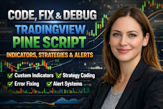 code, fix, debug tradingview pine script indicators, strategies and alerts