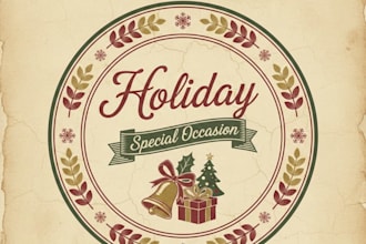 design a vintage holiday special occasion logo with timeless festive charm