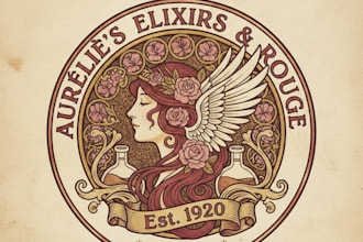design a vintage cosmetics logo with classic beauty elegance