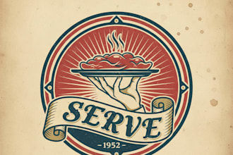 design a vintage serve logo with classic retro style