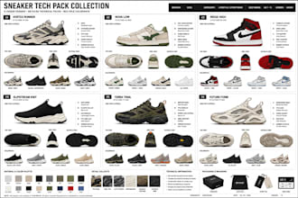 shoe tech pack, sneaker design, footwear techpack leader shoe cad, manufacturing