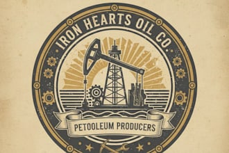 design a vintage oil rig logo with classic industrial heritage
