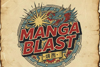 design a vintage manga logo with classic retro anime style