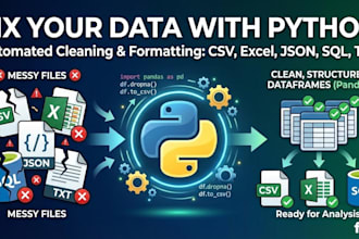 python data cleaning for excel, CSV, json and text