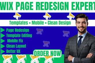 redesign wix website, wix pages, wix templates and mobile layouts