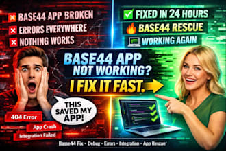 fix base44 app, debug base44 web app, resolve base44 bugs, errors integrations