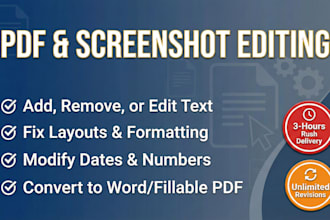 changes, fixing, replace, add text, or create PDF documents and screenshots
