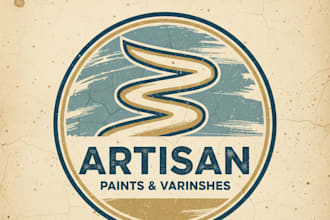 design a vintage paint smear logo with classic artistic flair