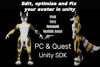 edit, optimize and fix broken vrchat vroid avatar in unity for PC and meta quest