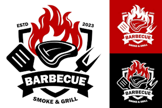 design BBQ, bar, bakery, bistro, restaurant, food, tea, café and coffee logo