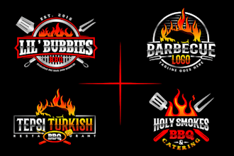 design pizza, burger, hot dog, bbq and restaurant logo